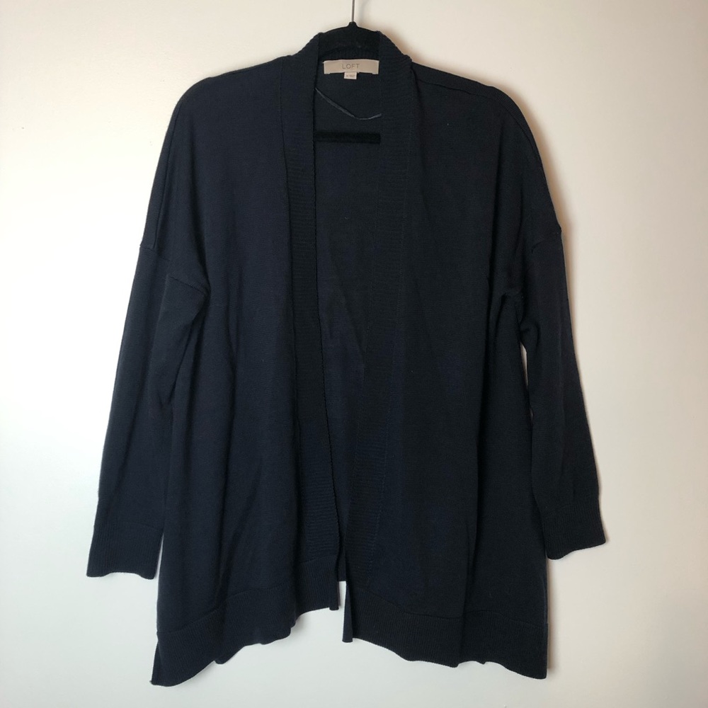 Loft Oversized Navy Cardigan M EUC